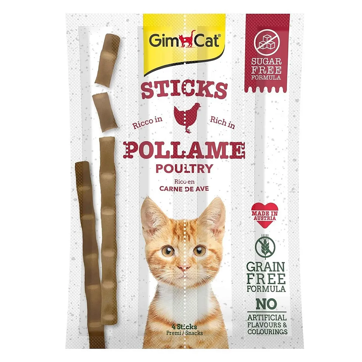 GimCat Sticks Kümes Hayvanı Etli Tahılsız Kedi Ödül Çubuğu 20 g (4'lü)