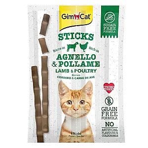 GimCat Sticks Kuzu Etli ve Tavuklu Tahılsız Kedi Ödül Çubuğu 20 g (4'lü) - 1