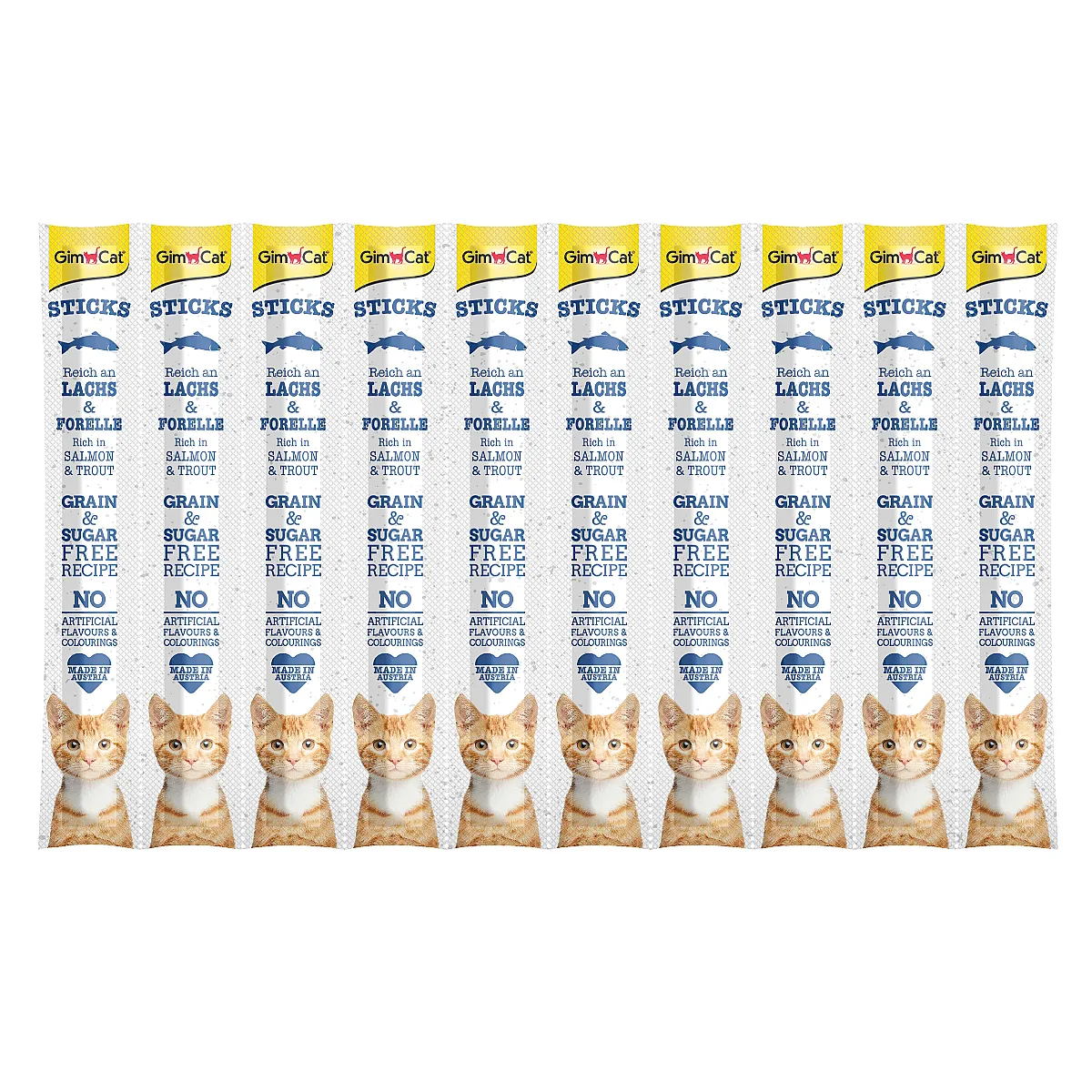 GimCat Sticks Somon ve Alabalıklı Kedi Ödül Çubuğu 50 g (10 Adet)