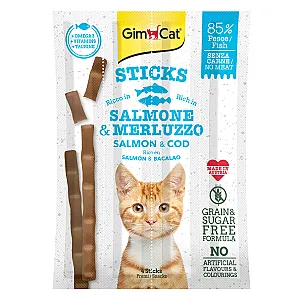 GimCat Sticks Somon ve Morina Balıklı Tahılsız Kedi Ödül Çubuğu 20 g (4'lü) - 1