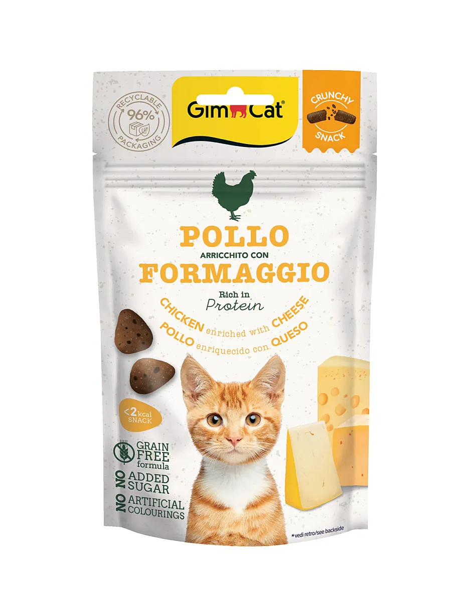 GimCat Crunchy Snacks Tavuklu ve Peynirli Tahılsız Kedi Ödülü 50 g