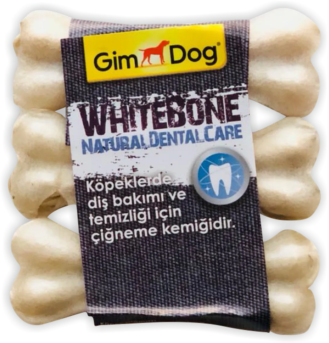 GimDog Mordimi Beyaz Preslenmiş Köpek Çiğneme Kemiği 9 cm (3'lü Paket)