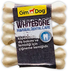 GimDog Mordimi Beyaz Preslenmiş Köpek Çiğneme Kemiği 9 cm (3'lü Paket) - 1