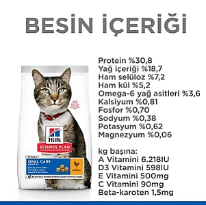 Hill's Science Plan Oral Care Tavuklu Ağız ve Diş Sağlığı Kedi Maması 1,5 kg - 5