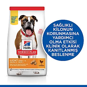 Hill's Science Plan Light Medium Tavuklu Diyet Köpek Maması - 3
