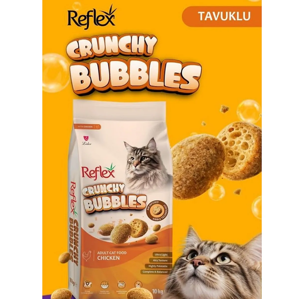 Reflex Crunchy Bubbles Tavuklu Yetişkin Kedi Maması 10 kg