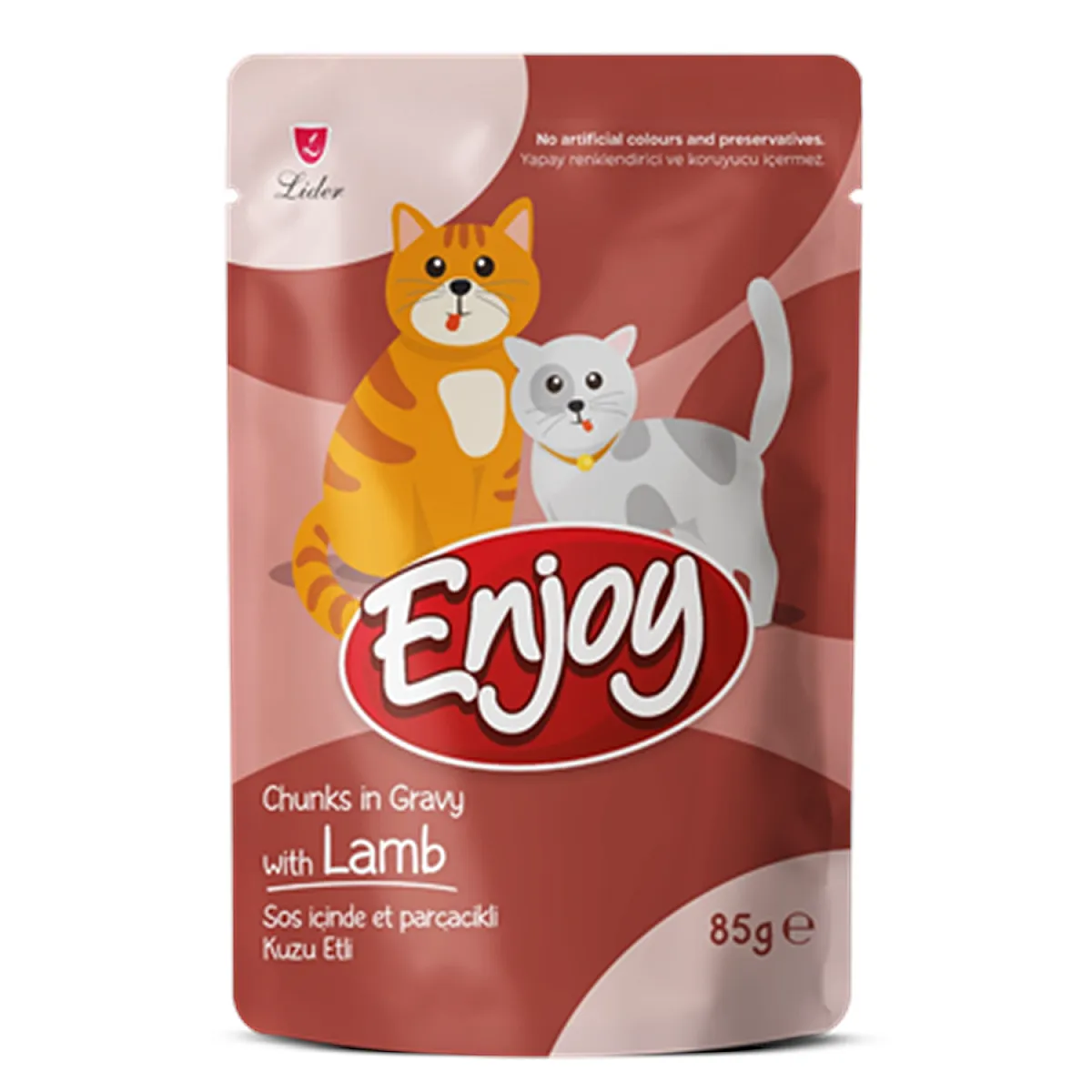 Enjoy Pouch Sos İçinde Et Parçacıklı Kuzu Etli Yetişkin Kedi Maması 85 g