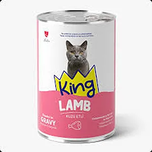King Konserve Sos İçinde Et Parçacıklı Kuzu Etli Yetişkin Kedi Maması 400 g