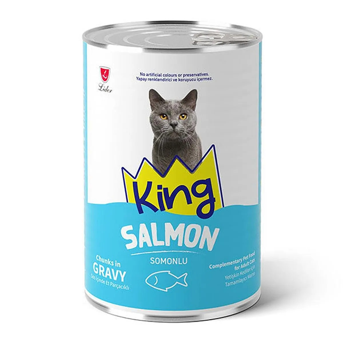 King Konserve Sos İçinde Et Parçacıklı Somonlu Yetişkin Kedi Maması 400 g