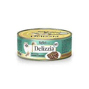 Reflex Plus Delizzia Sos İçinde Parça Etli Somonlu ve Tavuklu Yetişkin Kedi Maması 85 g - 1