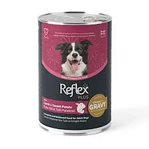 Reflex Plus Konserve Sos İçinde Et Parçacıklı Kuzu Etli ve Tatlı Patatesli Yetişkin Köpek Maması 400 g - 1