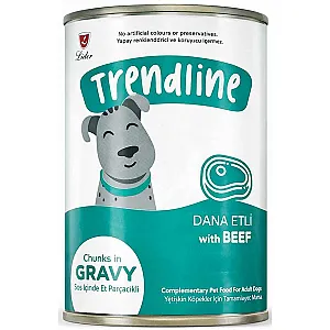 Trendline Konserve Sos İçinde Et Parçacıklı Dana Etli Yetişkin Köpek Maması 400 g - 1