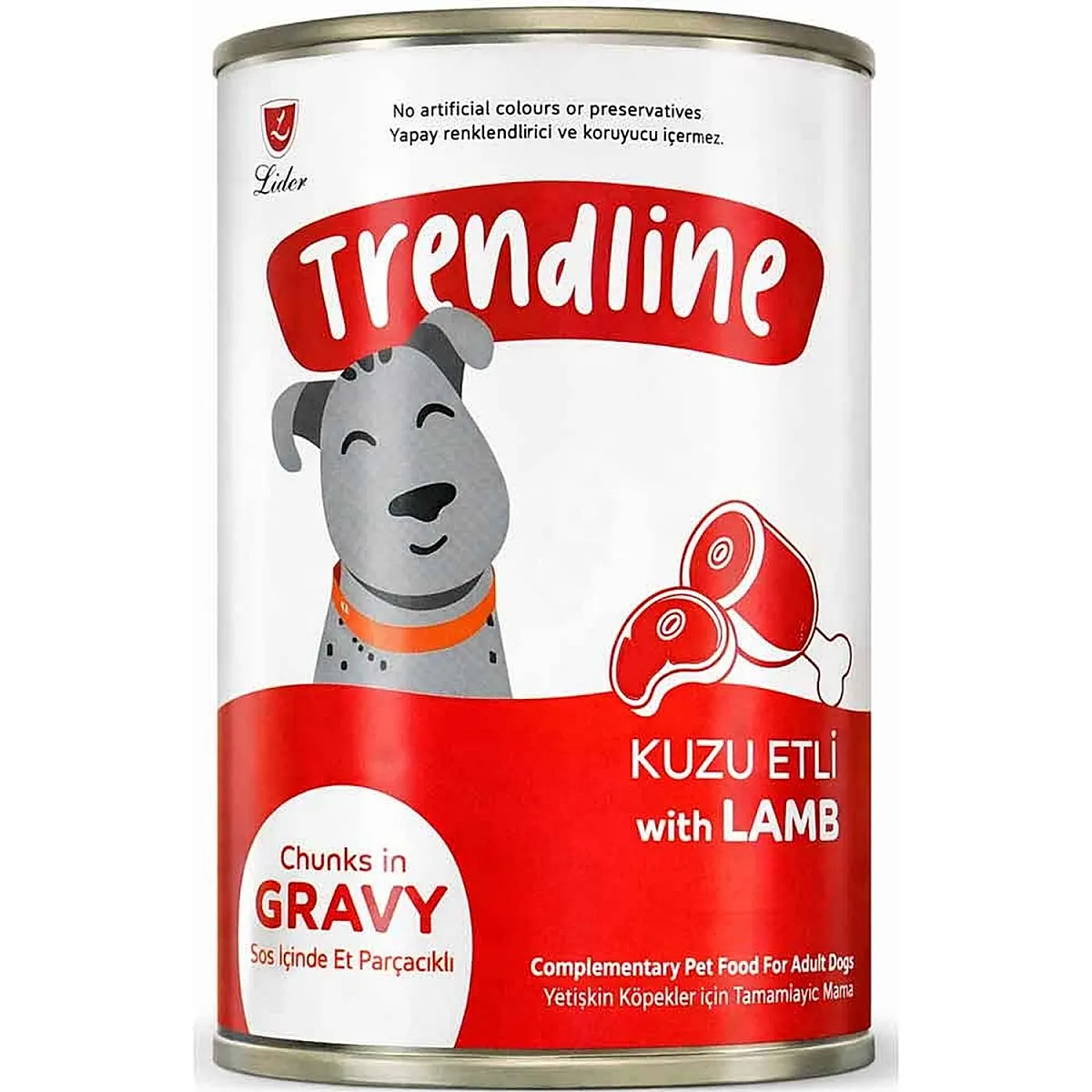Trendline Konserve Sos İçinde Et Parçacıklı Kuzu Etli Yetişkin Köpek Maması 400 g
