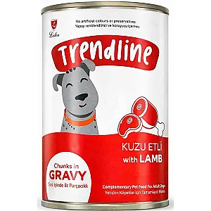 Trendline Konserve Sos İçinde Et Parçacıklı Kuzu Etli Yetişkin Köpek Maması 400 g - 1