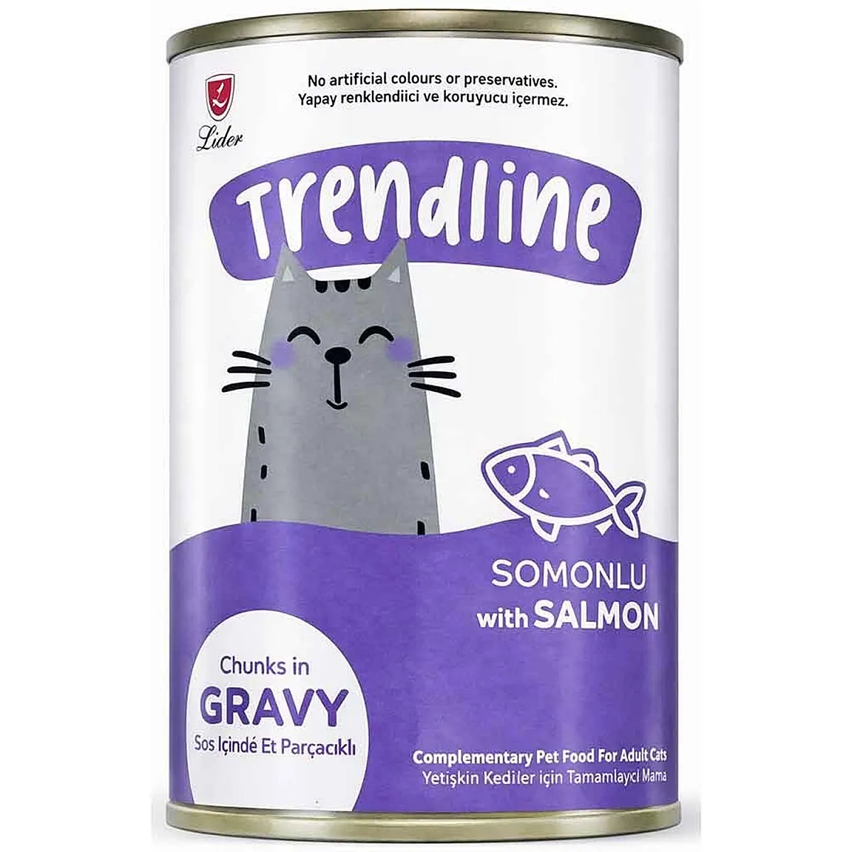 Trendline Konserve Sos İçinde Et Parçacıklı Somonlu Yetişkin Kedi Maması 400 g