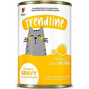 Trendline Konserve Sos İçinde Et Parçacıklı Tavuklu Yetişkin Kedi Maması 400 g - 1