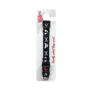 Natura Köpek Boyun Tasması XS/S Kurukafa Desenli Siyah