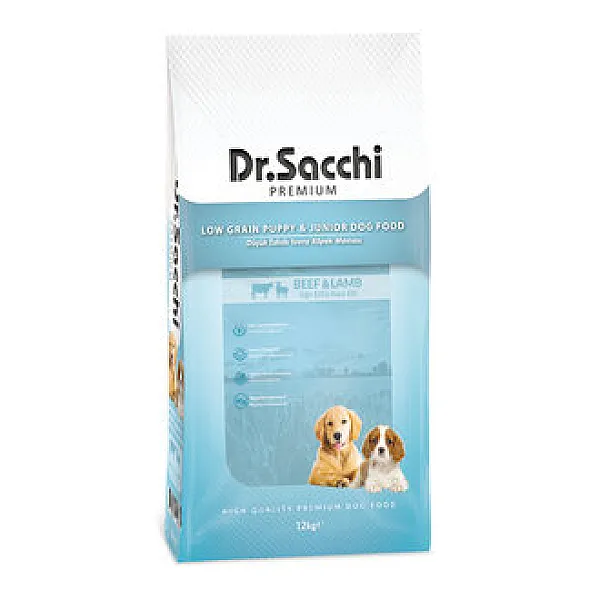 Dr. Sacchi Düşük Tahıllı Sığır & Kuzu Etli Yavru Köpek Maması 12 kg