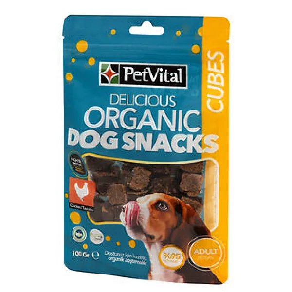 Petvital Organik Köpek Ödül Maması Küpler 100 g