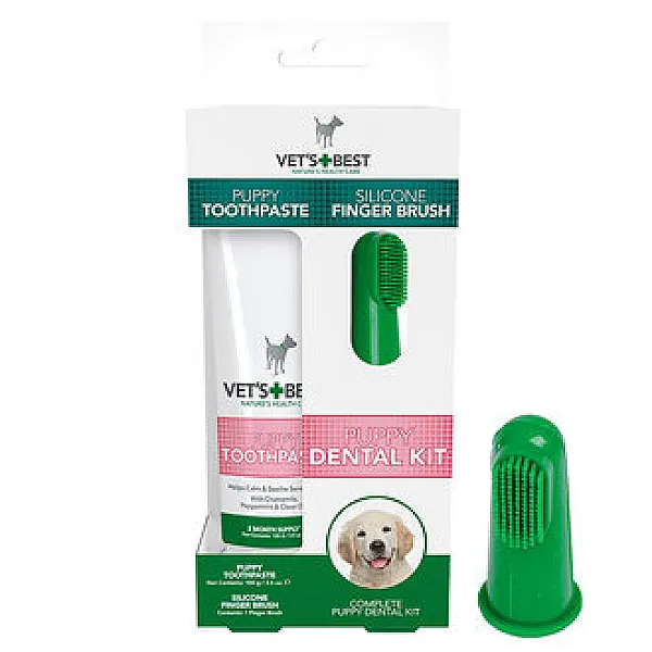 Vet's Best Köpek Yavruları için Ağız ve Diş Bakım Seti