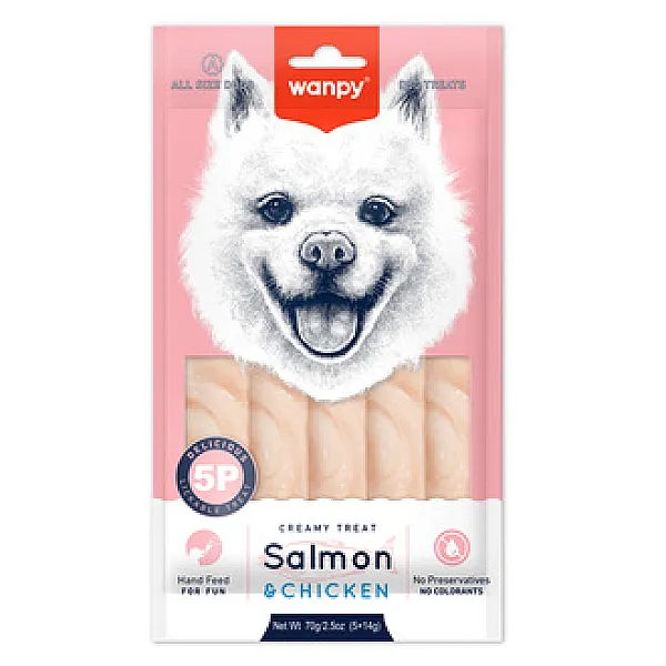 Wanpy Somon ve Tavuklu Köpek Ödülü 5 x 14 g