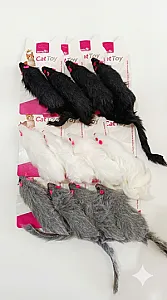 Royalist Pembe Kulaklı Peluş Kedi Oyuncağı Faresi - 12'li Paket