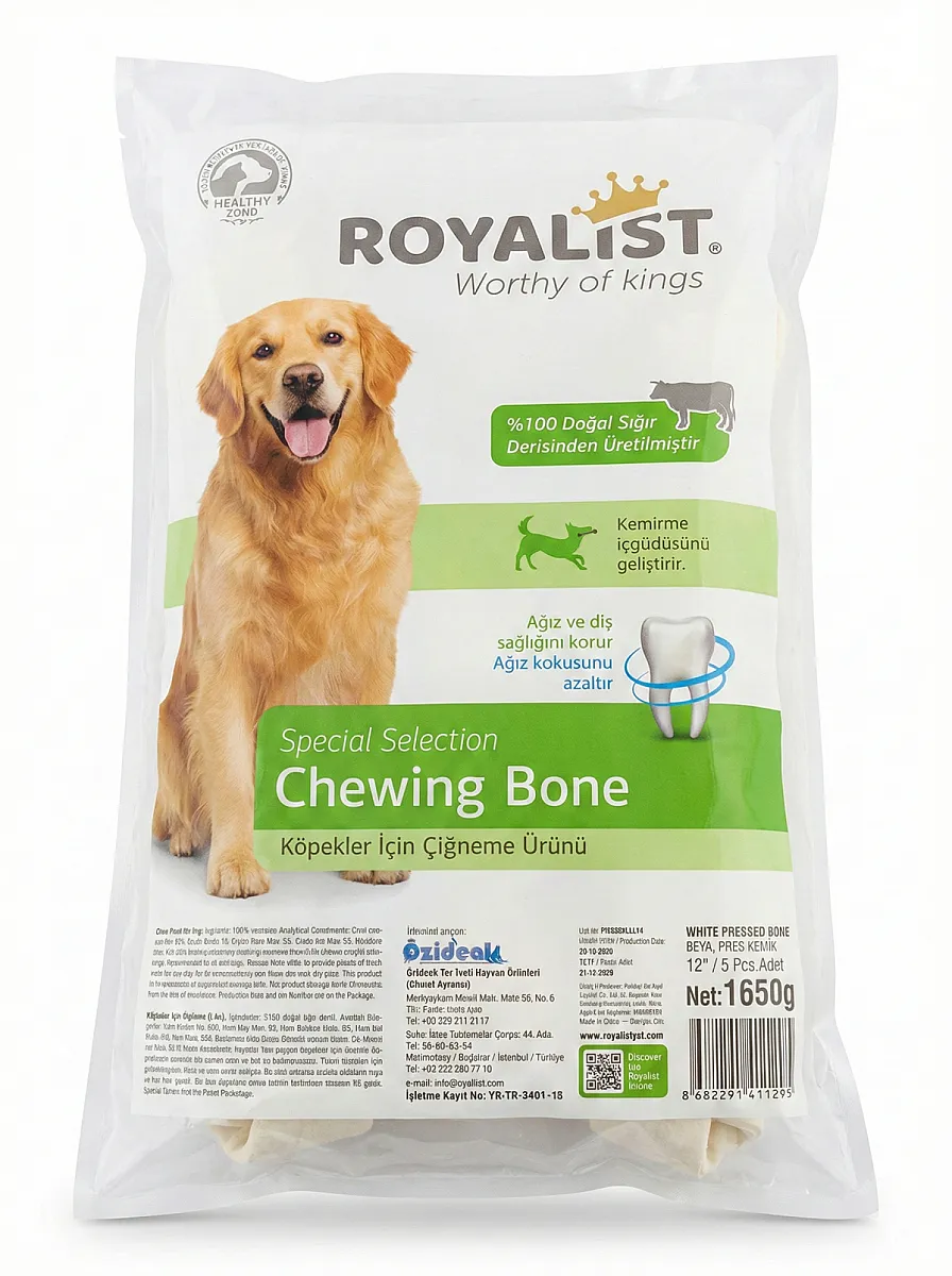 ROYALIST Beyaz Pres Kemik Köpek Maması 1650 gr 5'li Paket