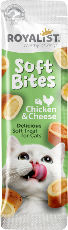 ROYALIST Kedi için Tavuk ve Peynirli Yumuşak Çiğneme Maması, 10 gr