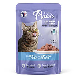 Plaisir Etli Balıklı ve Karidesi Kedi Yaş Maması 100g
