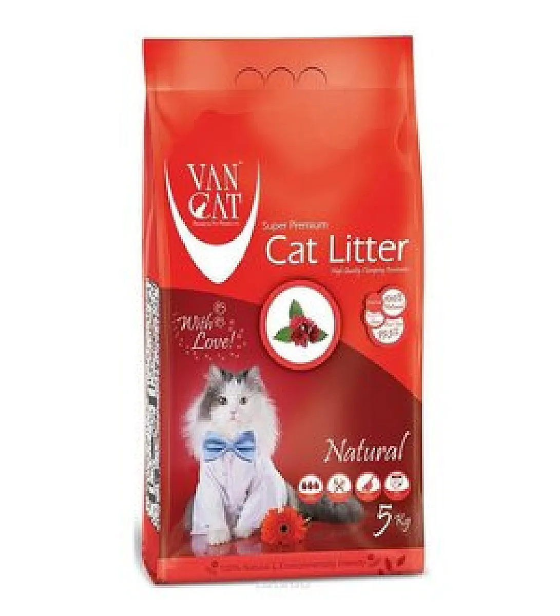 Vancat Kokusuz Beyaz Bentonit Kedi Kumu 5 kg