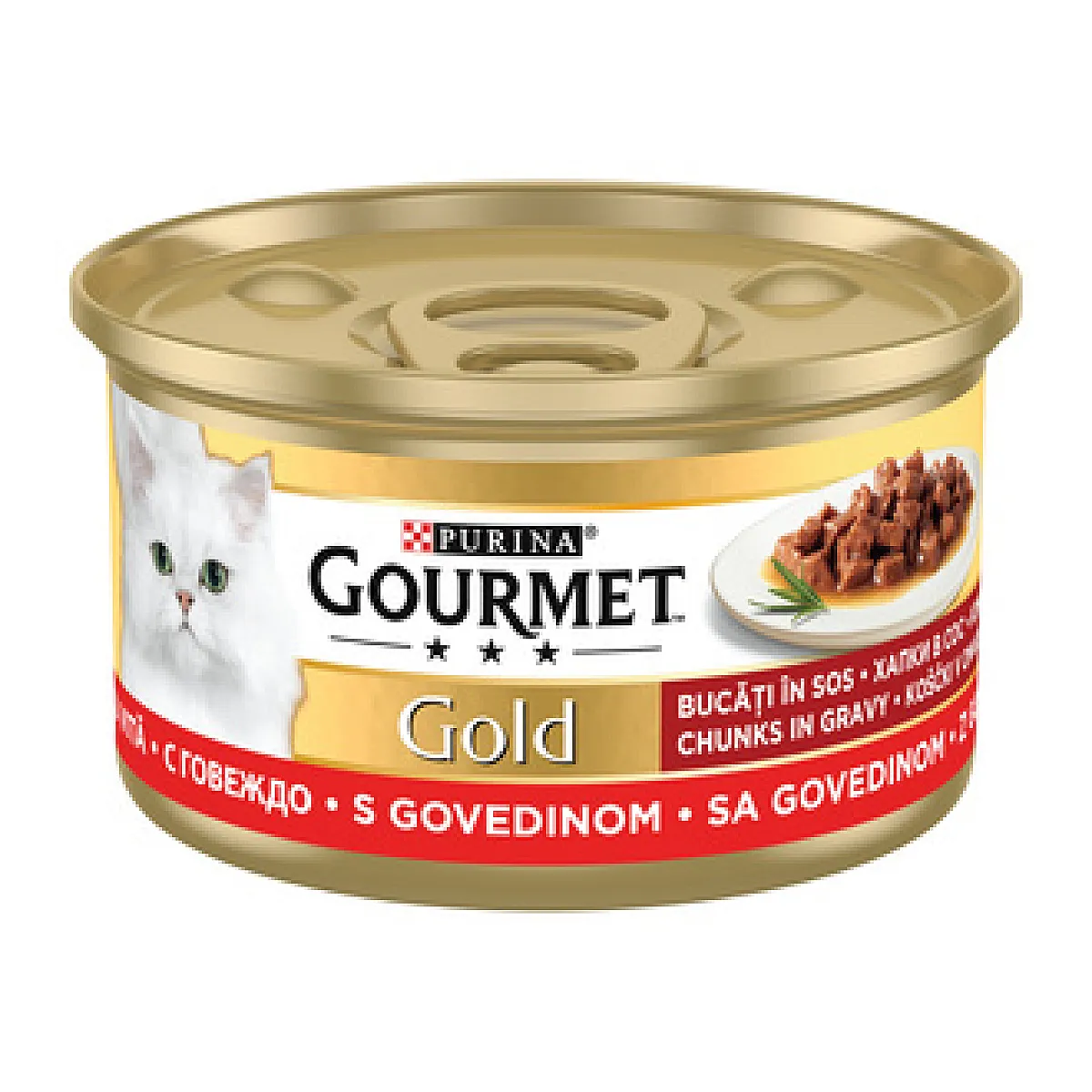 Gourmet Altın Soslu Sığır Etli Yaş Kedi Maması Konserve 85 g