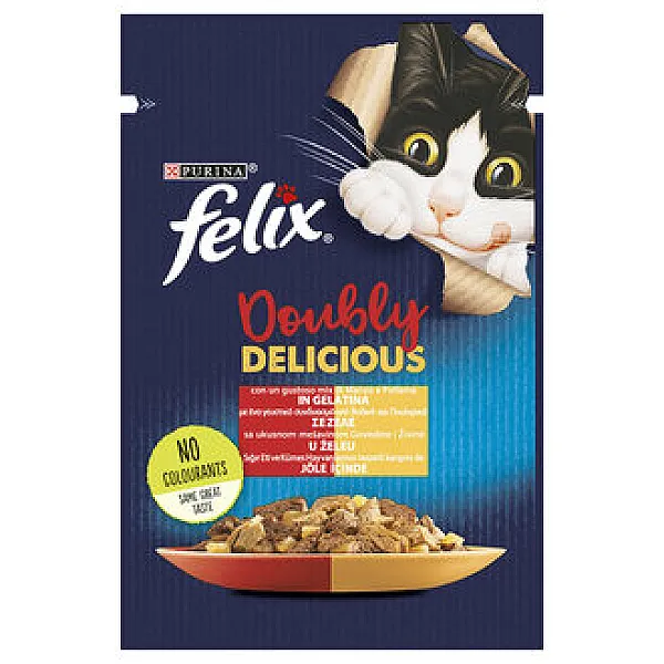 Felix Çiftė Lezzetli Etli ve Tavuklu Yaş Kedi Maması 85 g