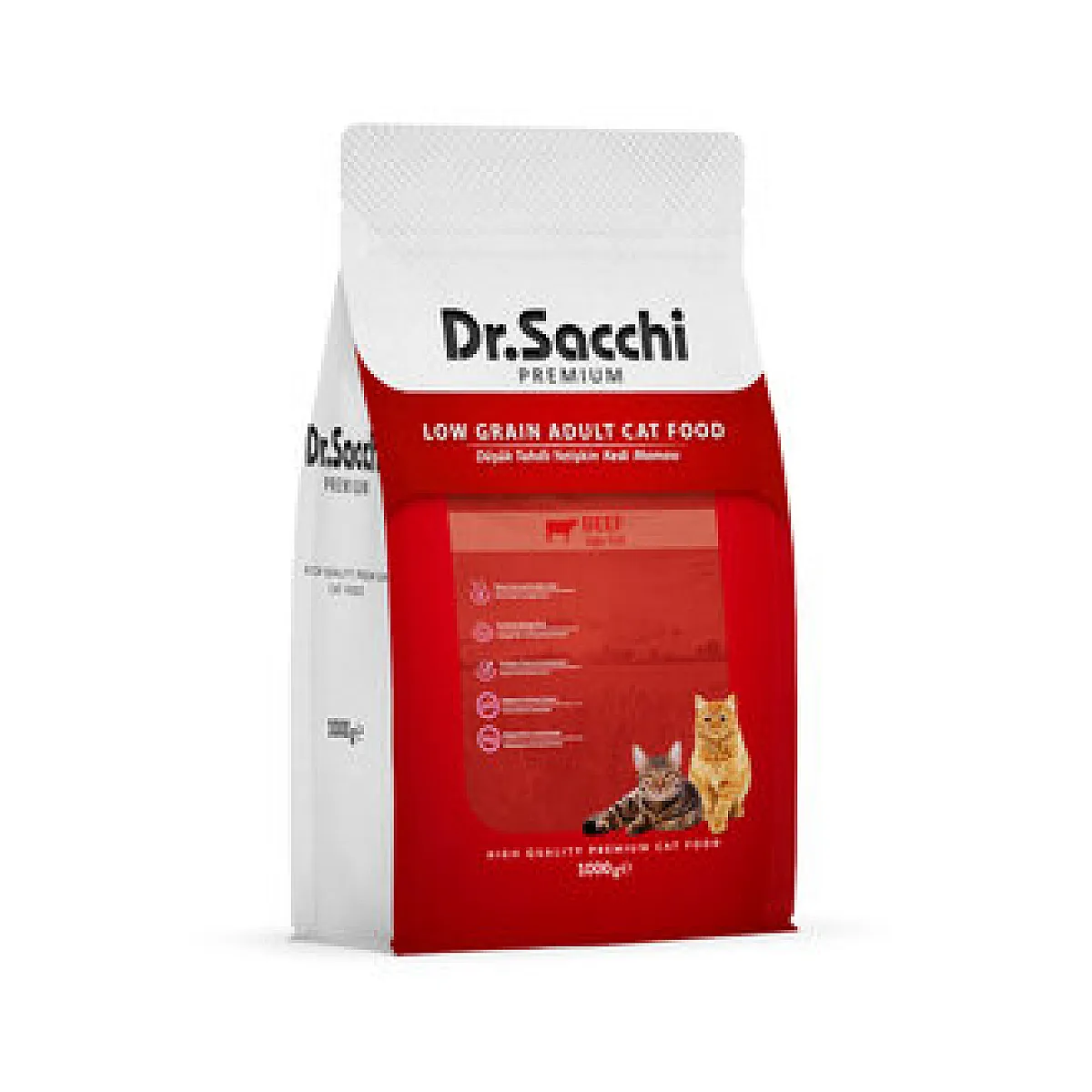 Dr. Sacchi Premium Düşük Tahıllı Sığır Etli Kedi Maması 1 kg