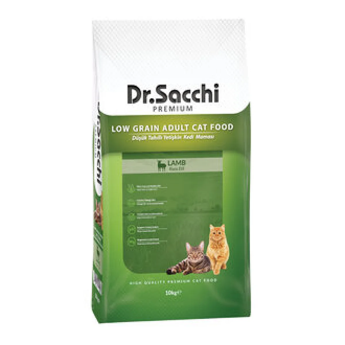 Dr.Sacchi Premium Düşük Tahıllı Kuzu Yetişkin Kedi Maması 10 kg