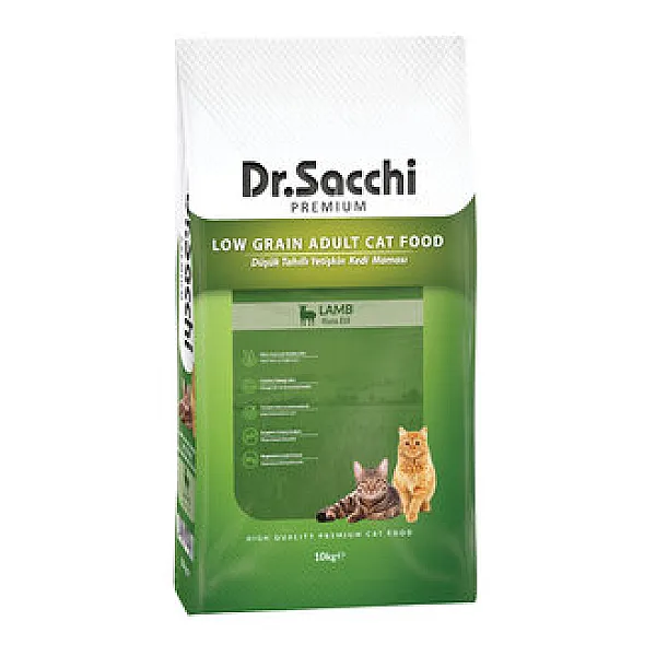 Dr.Sacchi Premium Düşük Tahıllı Kuzu Yetişkin Kedi Maması 10 kg